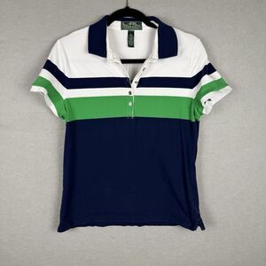 Polo Golf Ralph Lauren Active Polo Shirt Womens Navy, White, Green Tailored Sz L